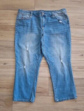 American Rag Cie High Rise Distressed Cropped Jeans Light Wash 20W